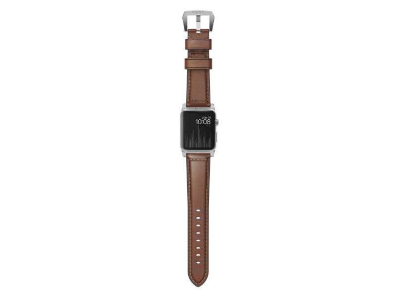 Nomad Lederarmband Traditional Strap Apple Watch Braun/Silber