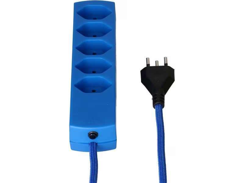 maxTex Steckdosenleiste 5x T13, Blau