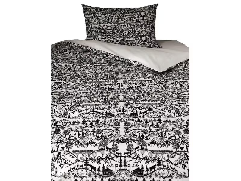 Hubatka Kopfkissenbezug Scherenschnitt 65 x 100 cm, Schwarz/Weiss