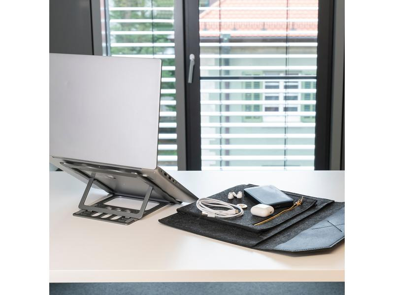 4smarts Notebooktasche Felty+ FoldStand ErgoFix 13  Dunkelgrau