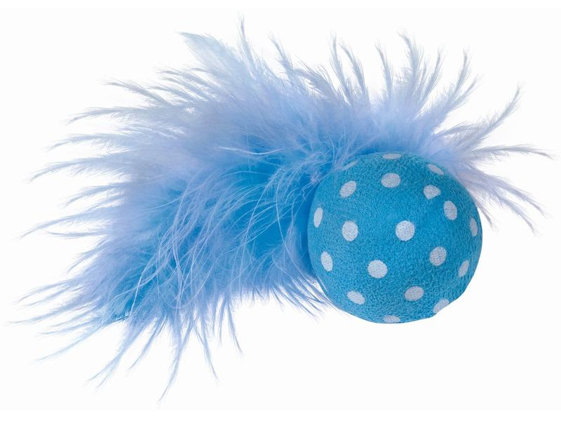 Nobby Katzen-Spielzeug Ball mit Rassel und Feder, 4 cm, Blau