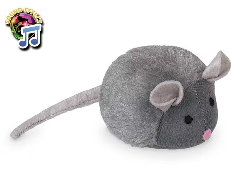 Nobby Katzen-Spielzeug Maus mit Stimme, 15 cm, Grau