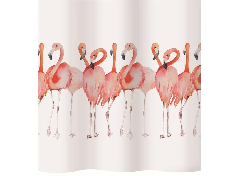 Diaqua Duschvorhang Flamingo 120 x 200 cm, Rosa/Weiss