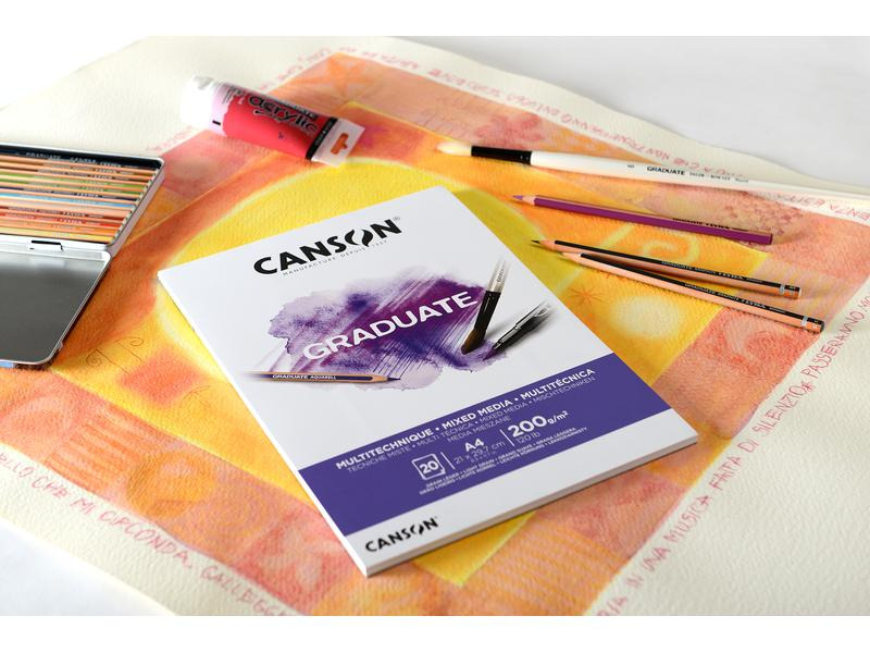 Canson Zeichenblock Graduate Mixed Media A3, 20 Blatt