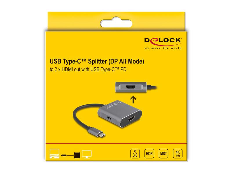 Delock 2-Port Signalsplitter USB-C – 2x HDMI