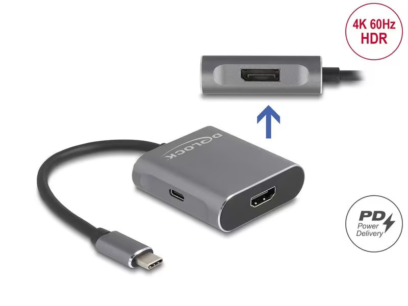 Delock 2-Port Signalsplitter USB-C – HDMI / DisplayPort