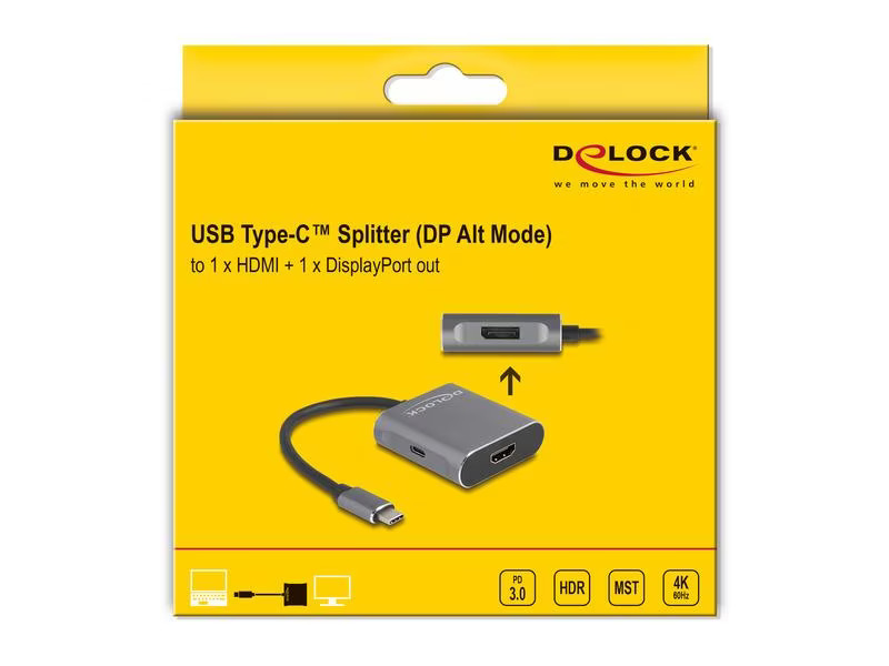 Delock 2-Port Signalsplitter USB-C – HDMI / DisplayPort