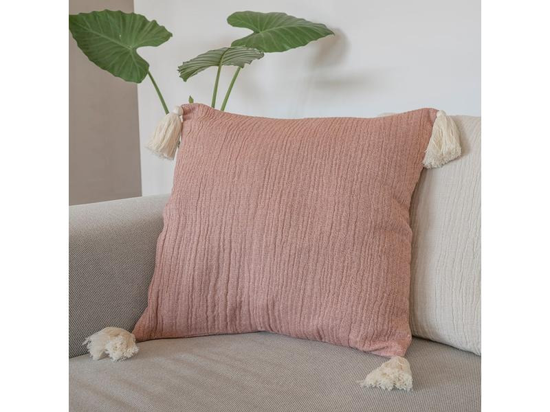 Jean&amp;Len Kissenbezug mit Quasten 45 cm x  45 cm, Rosa