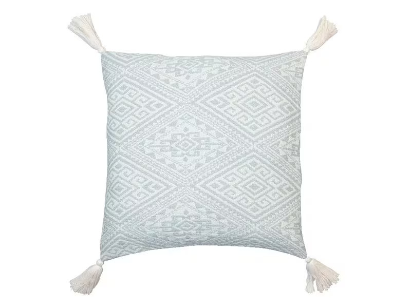 Jean&amp;Len Kissenbezug mit Quasten 45 cm x  45 cm, Beige/Mint
