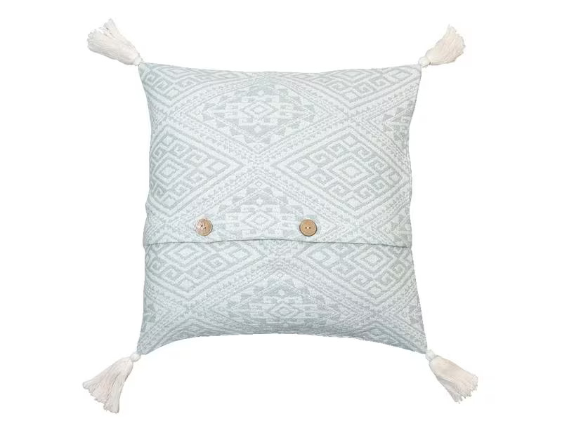 Jean&amp;Len Kissenbezug mit Quasten 45 cm x  45 cm, Beige/Mint