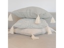 Jean&amp;Len Kissenbezug mit Quasten 45 cm x  45 cm, Beige/Mint