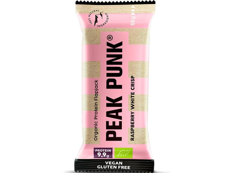 PEAK PUNK Riegel Bio Oat Protein – Raspberry White Crisp 12 x 55 g