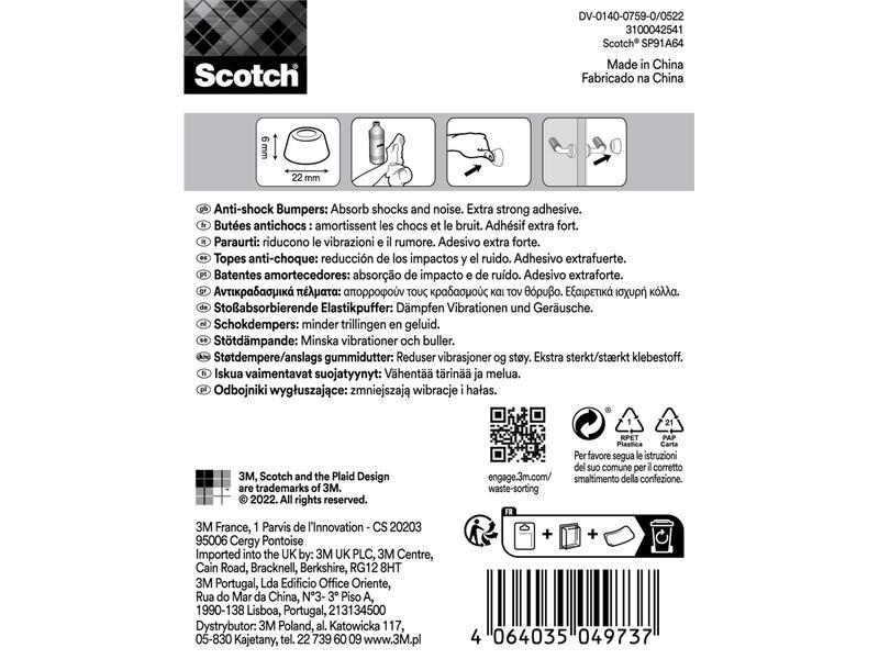 3M Schutzpuffer Anti Shock, Ø 22 mm, Transparent, 4er Pack