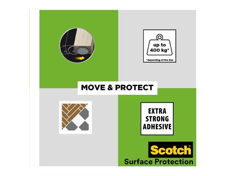 3M Stuhlbeingleiter Move &amp; Protect, Ø 19 mm, Grau