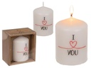 G. Wurm Stumpenkerze I Love You 8 x 6 cm, Weiss