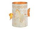 G. Wurm Windlicht Schmetterling 15 cm, Weiss/Gold