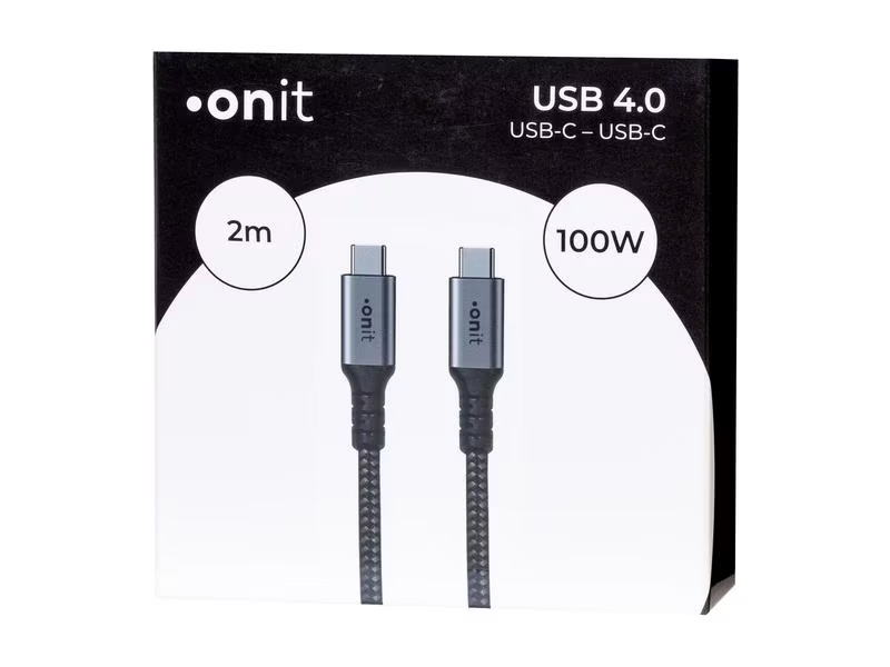 onit USB4-Kabel Pro USB C - USB C 2 m, Grau/Schwarz