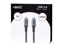 onit USB4-Kabel Pro USB C - USB C 2 m, Grau/Schwarz