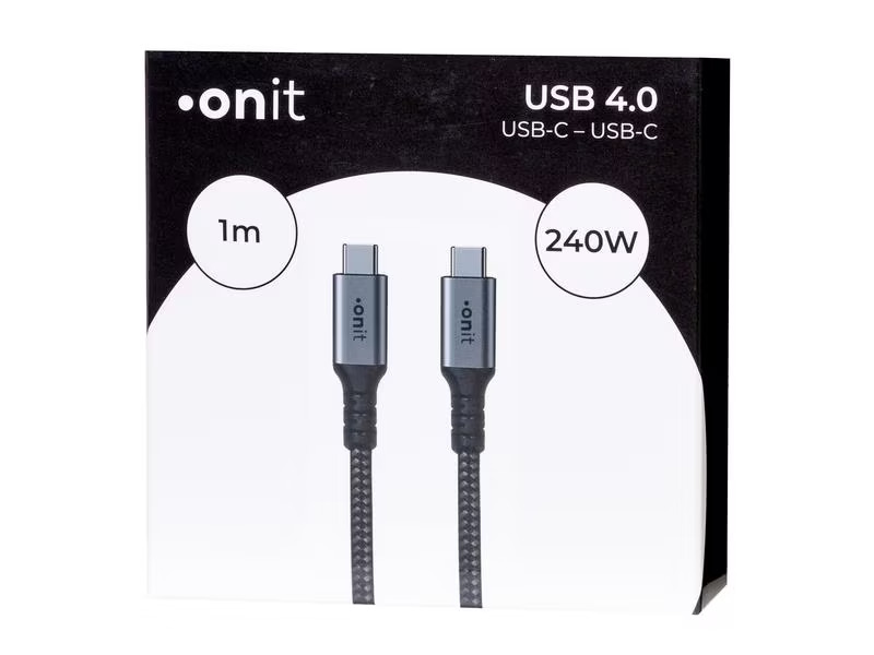 onit USB4-Kabel Premium USB C - USB C 1 m, Grau/Schwarz