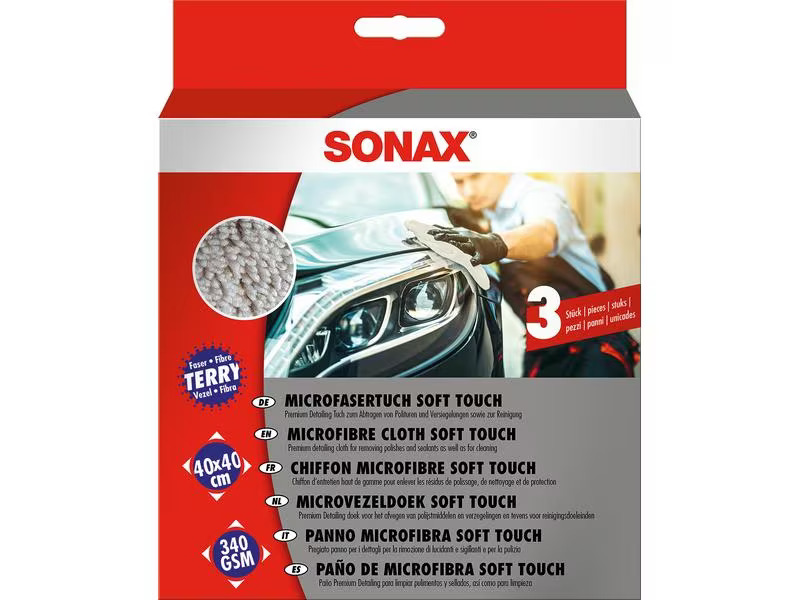 Sonax Mikrofasertuch soft touch, 40 x 40 cm, 3 Stk.