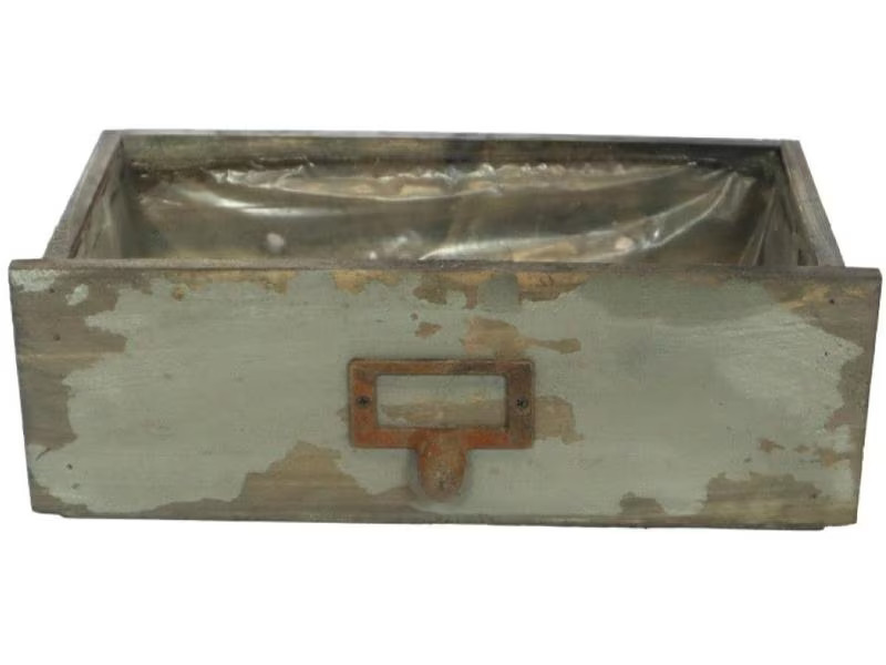 CHALET Aufbewahrungskiste mit Einsatz 27 x 12.5 x 9 cm, Grau/Grün