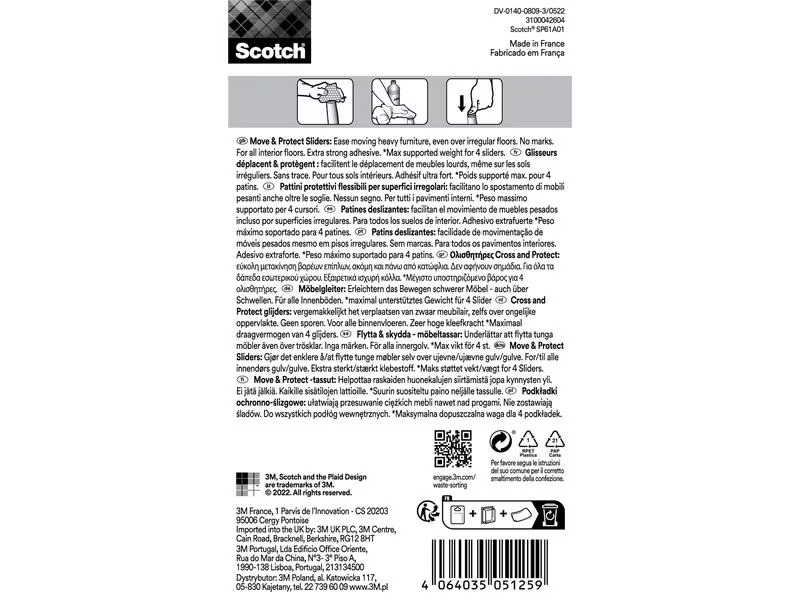 3M Möbelgleiter Flexibal, Ø 40 mm, Grau, 4er Pack