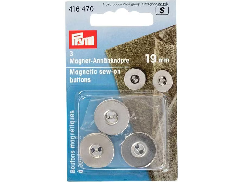 Prym Knöpfe Magnet-Annähknopf Silber, 19 mm