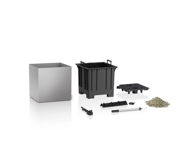 Lechuza Blumentopf Canto Premium 40 Low, Silber, Hochglanz