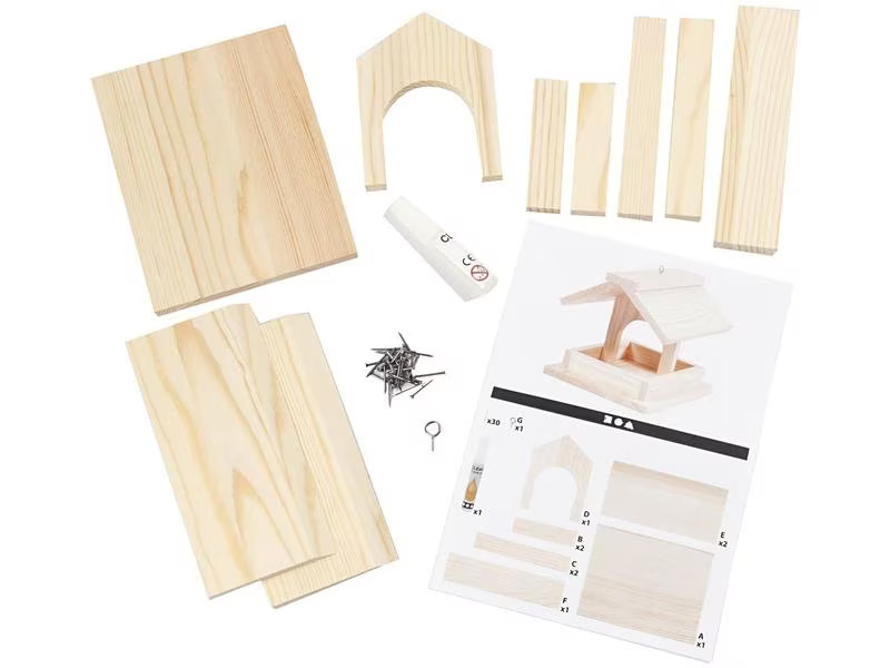 Creativ Company Holzartikel Vogelfutterhaus Set 14.5 x 11.5 x 12.5 cm