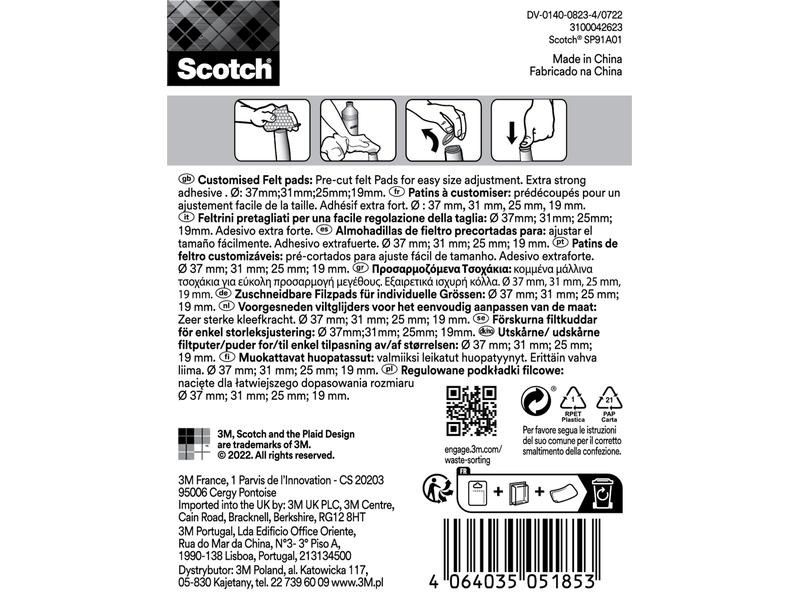 3M Stuhlbeingleiter Customisable, Ø 19-37 mm, Beige