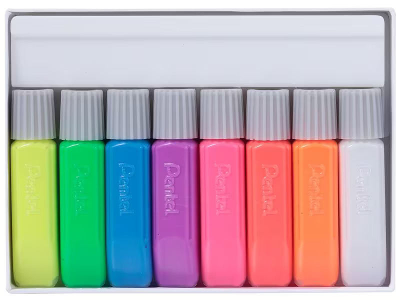 pentel Textilfarbe 8-Fluo Farben Set