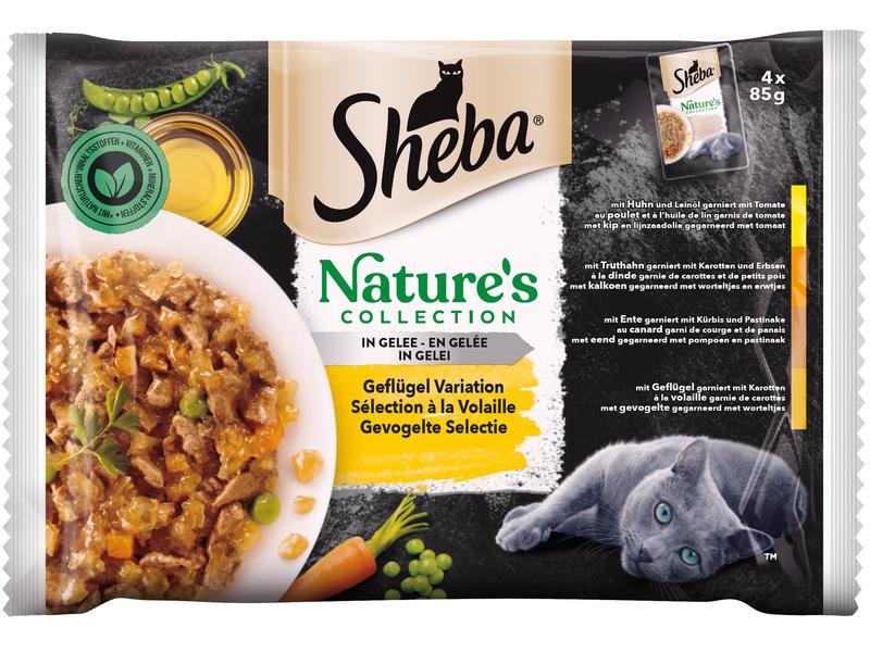 Sheba Nassfutter Natures Collection Gelee – Geflügel, 4 x 85 g