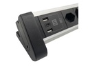 Schönenberger Tischsteckdosenleiste Alu 4× T13, 1x USB-C, 2x USB-A, 2 m