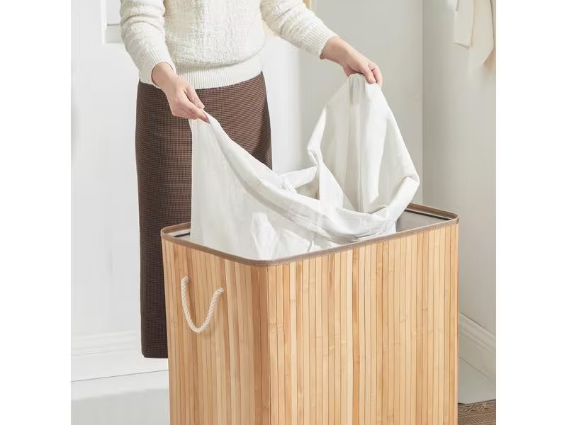 Songmics Wäschekorb  mit Deckel 150 l, Nature