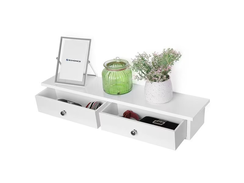 Songmics Wandregal mit 2 Schubladen Weiss