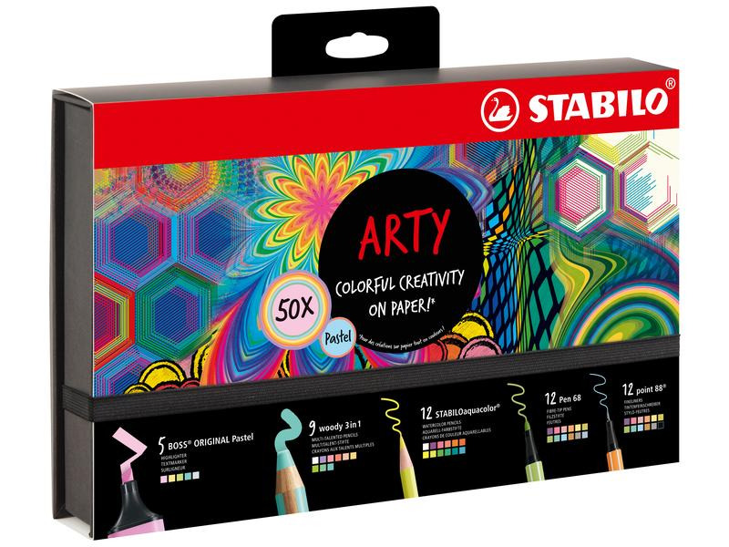 STABILO Schreibset Mixed Pastell ARTY 50-teilig