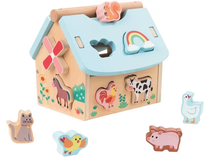 Spielba Holzspielwaren Sortierspiel Bauernhof mit Formen