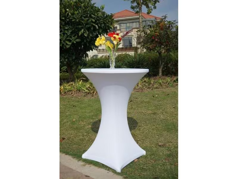 Dameco Stoff Stehtisch-Husse 60 cm/65 cm x 120 cm, Weiss