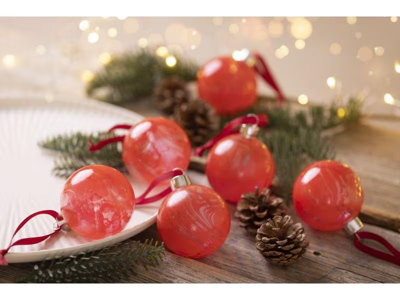 Creativ Company Bastelset Weihnachtskugeln Marmorieren