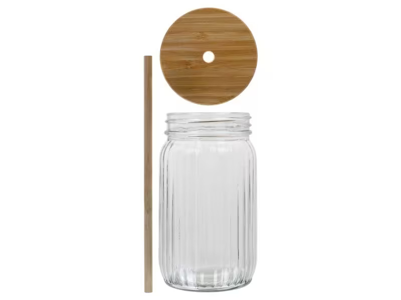 FURBER Trinkglas mit Strohhalm 500 ml, 1 Stück
