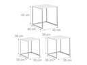 relaxdays Beistelltisch 3er Set 30/35/40 x 36/39/42 cm, Silber/Weiss