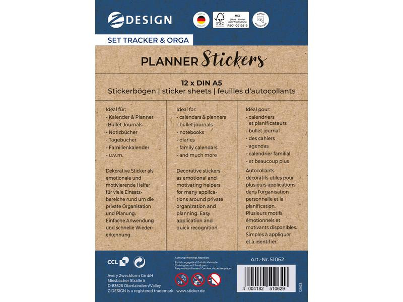 Z-Design Motivsticker Planner Tracker &amp; Orga 12 Blatt, 690 Sticker