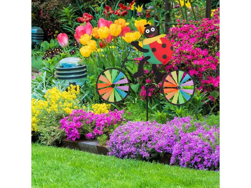 relaxdays Windrad Marienkäfer 2er Set, 75.5 cm