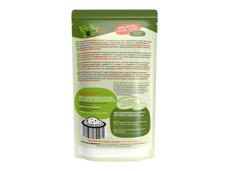 Lucky Lou Nassfutter Lifestage Adult Rind &amp; Wildschwein, 125 g