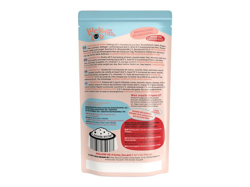 Lucky Lou Nassfutter Lifestage Adult Geflügel &amp; Rind, 125 g