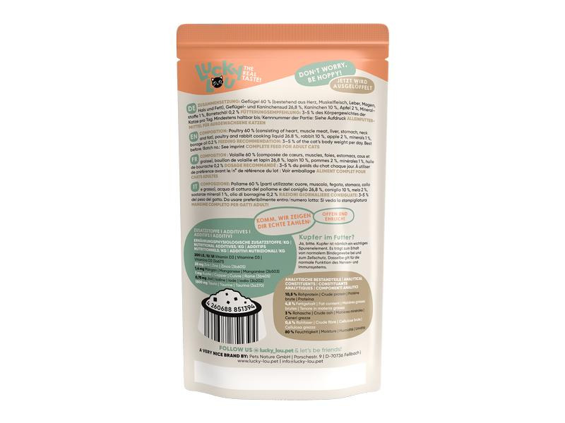 Lucky Lou Nassfutter Lifestage Adult Geflügel &amp; Kaninchen, 125 g