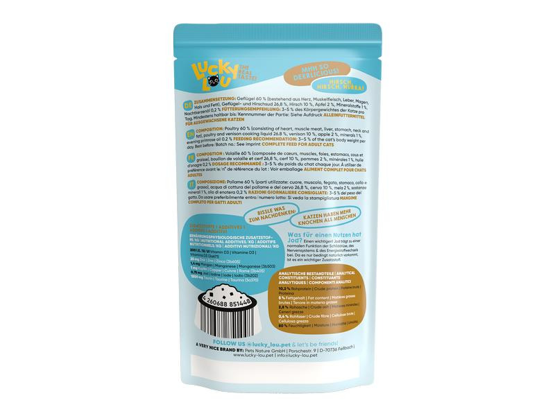 Lucky Lou Nassfutter Lifestage Adult Geflügel &amp; Hirsch, 125 g