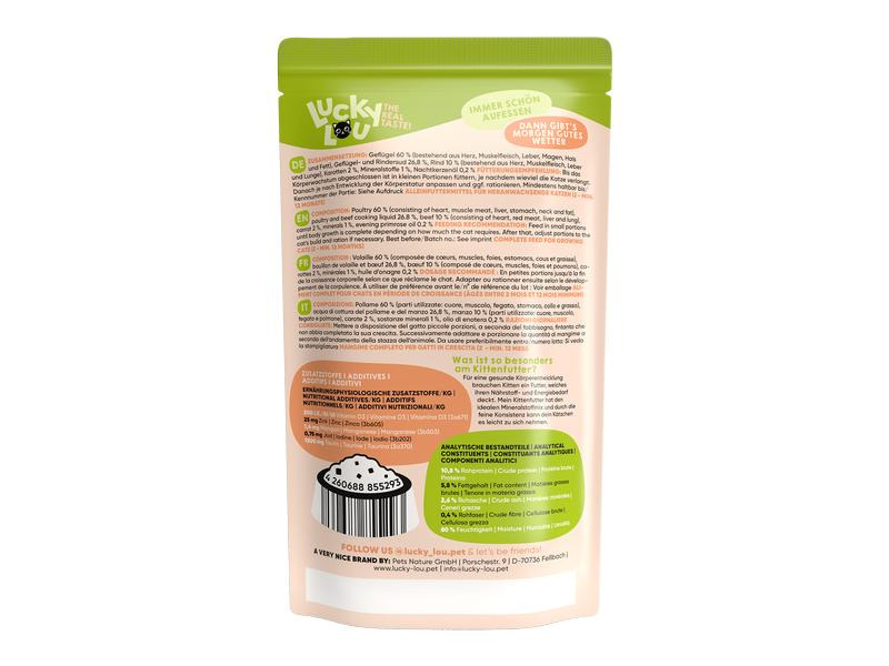 Lucky Lou Nassfutter Lifestage Kitten Geflügel &amp; Rind, 125 g