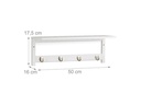 relaxdays Wandregal mit 4 Haken 50 cm x 17.5 cm, Weiss