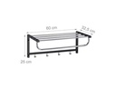 relaxdays Garderobenleiste mit Ablage 4 Haken, Schwarz/Silber